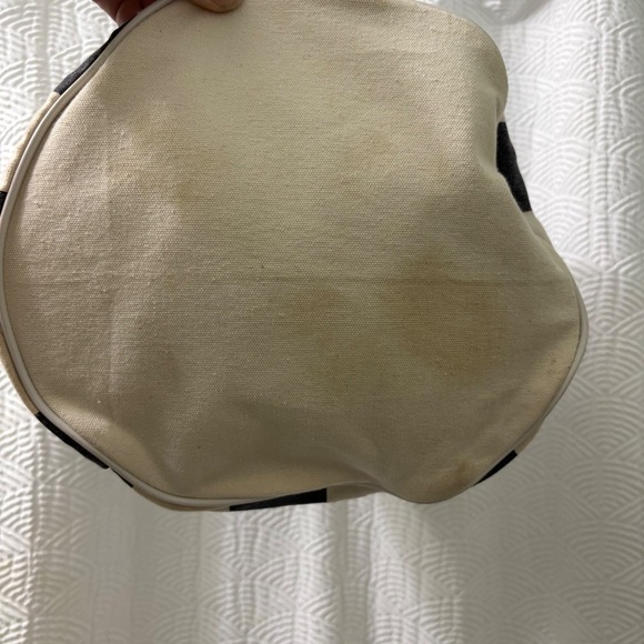 Disney World Mickey Mouse Embroidered Drawstring Backpack Bag Striped Canvas - Picture 4 of 5